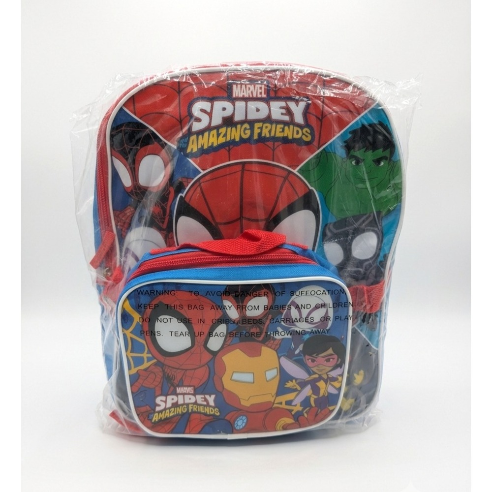 Spidey and His Amazing Friends 16" Backpack with Lunch Box Set, School Bag NEW - Picture 2 of 8